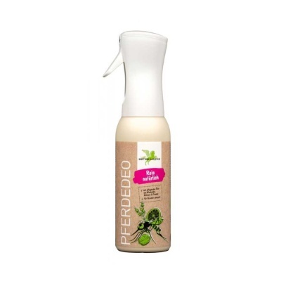Frasco branco de spray com rótulo PFEFREDEDEO e ilustração de formiga e limão