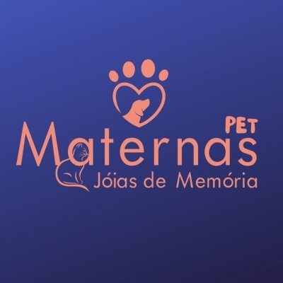 Logótipo Maternas Pet Jóias de Memória em fundo azul escuro