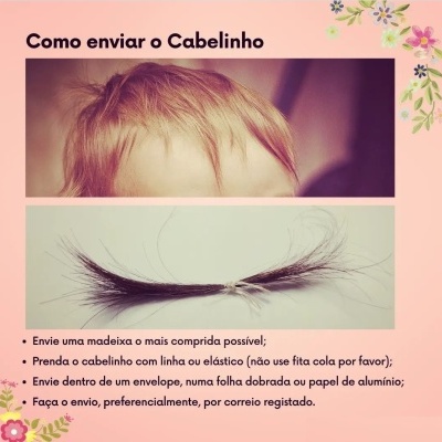 Instruções para enviar um cabelinho com foto de criança e madeixa de cabelo