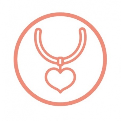 ícone de colar com coração em círculo cor-de-rosa