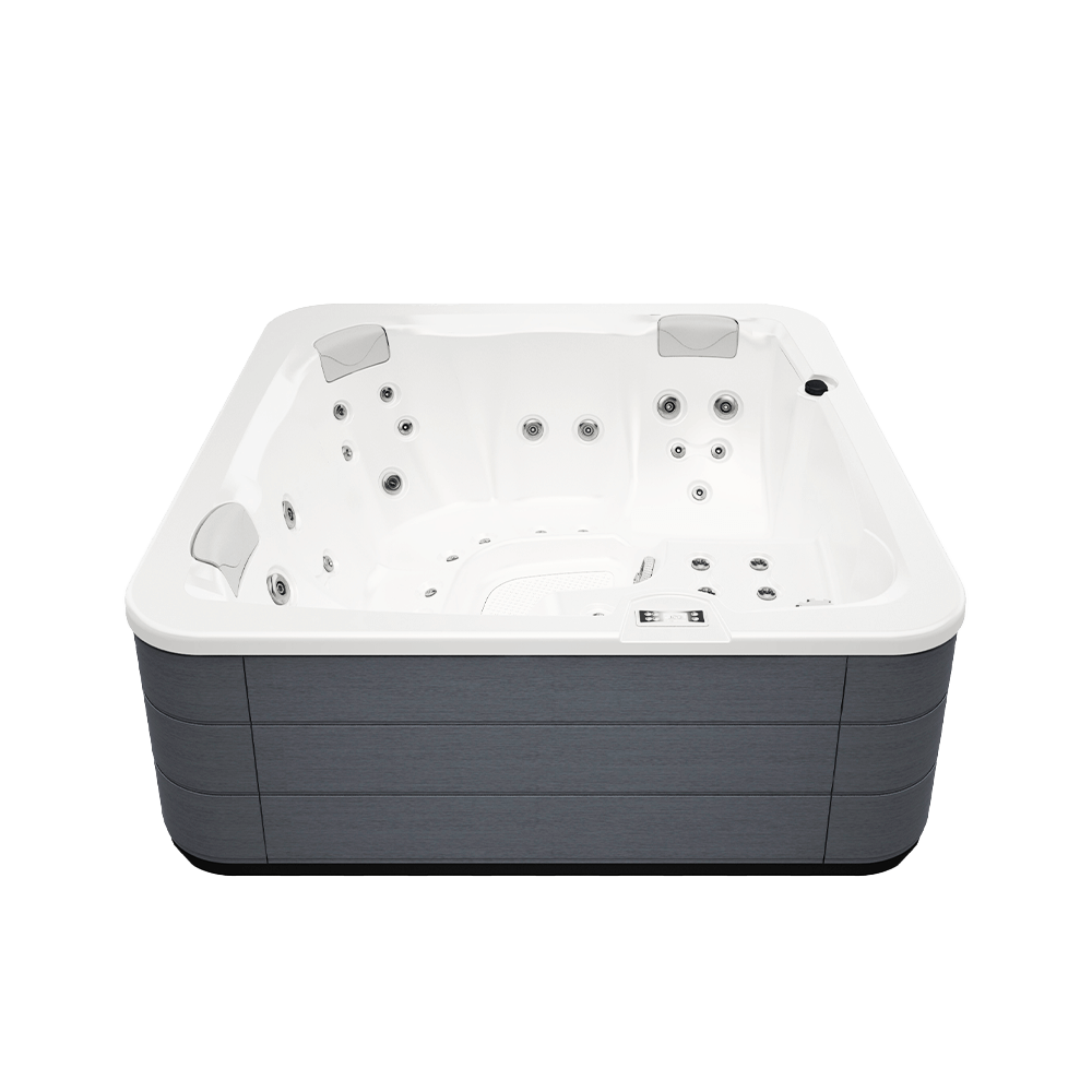 SPA Malea para 5 pessoas Banheira de hidromassagem quadrada cinzenta e branca com jatos e almofadas