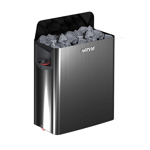 Harvia Black Steel Aparelho de sauna elétrica HARVIA em aço inoxidável com pedras pretas
