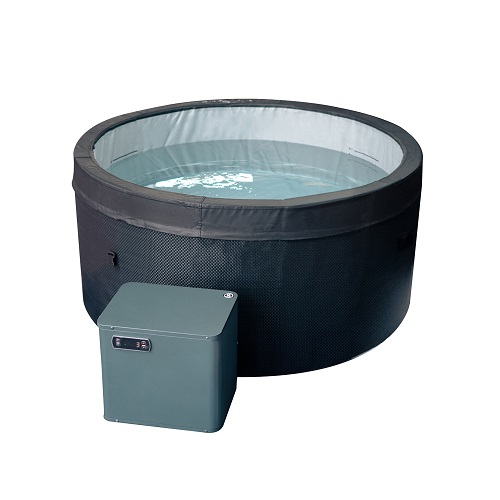 SPA ICEBATH Piscina insuflável redonda cinzenta com interior azul e equipamento cinzento