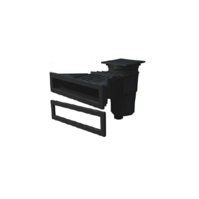 Filtro de piscina preto com encaixe e moldura destacada