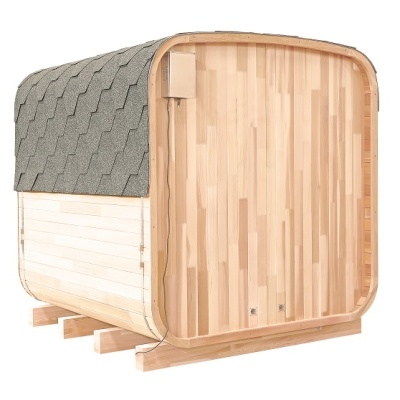 Casinha moderna para animais em madeira com telhado cinza