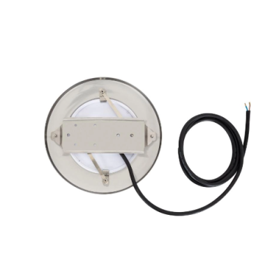 Luminária de tecto redonda com cabo preto em fundo branco