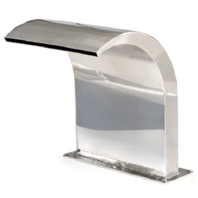 Boca de piscina em aço inoxidável com design curvo e acabamento polido