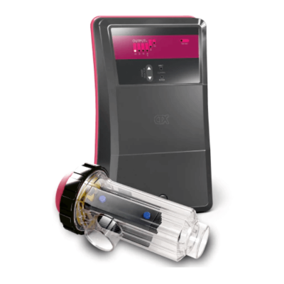 dispositivo eletrônico preto com detalhes rosa e parte transparente destacada