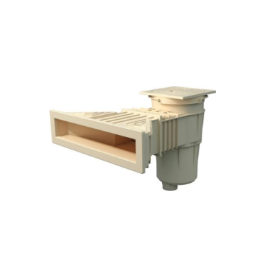 Peso de tela para ralo em plástico bege com tampa quadrada e forma retangular