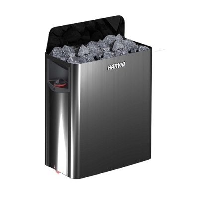 Aparelho de sauna elétrica HARVIA em aço inoxidável com pedras pretas
