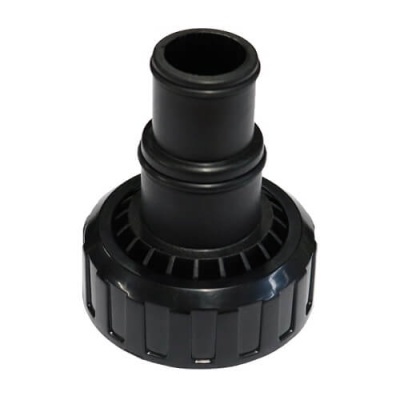 Adaptador preto de plástico cilíndrico com roscas