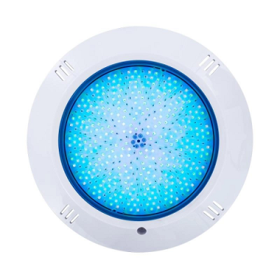 Luz LED redonda branca para piscina com lente azul e vários LEDs