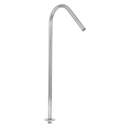 Tubo metálico cromado curvado com base circular para fixação