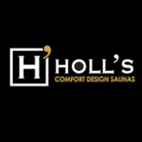 Logótipo HOLL'S COMFORT DESIGN SAUNAS em fundo preto