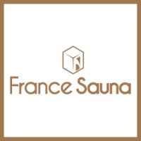 Logótipo France Sauna em castanho com ícone geométrico