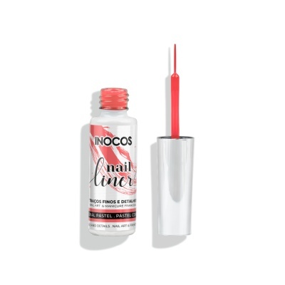 Frasco de verniz para unhas coral pastel com pincel fino