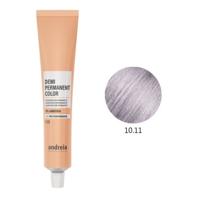 Tubo de coloração de cabelo Demi Permanent Color tom 10.11 com amostra da cor cinza claro