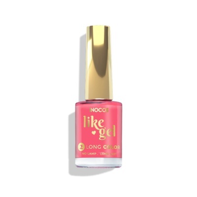 Frasco de verniz para unhas rosa com tampa dourada
