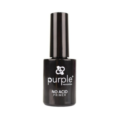 Frasco preto de primer para unhas com texto branco sobre fundo branco