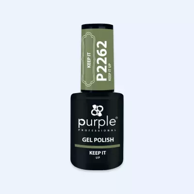 Frasco de esmalte de gel preto com tampa verde e texto branco