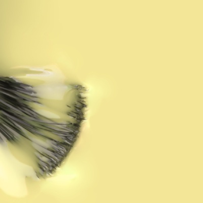 Escova preta com cerdas rígidas sobre fundo amarelo