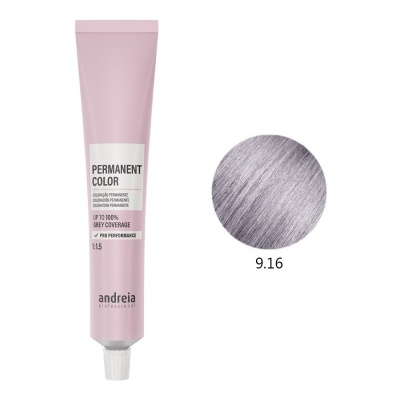 Tubo de tinta para cabelo permanente cor cinza prateado Andreia professional