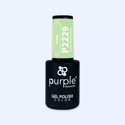 frasco de verniz gel para unhas preto com rótulo verde e texto branco