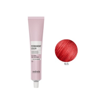 Tubo rosa de tinta de cabelo permanente com amostra de cor vermelho vivo 10.5