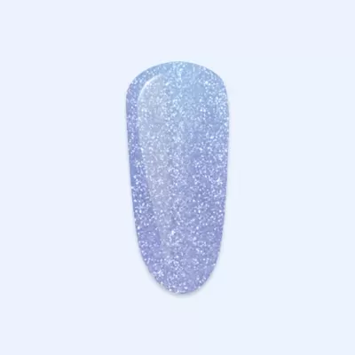 Amostra de verniz de unhas azul cintilante com glitter prateado