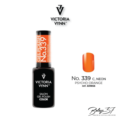 Esmalte gel Victoria Vynn No. 339 laranja neon em frasco preto com tampa laranja