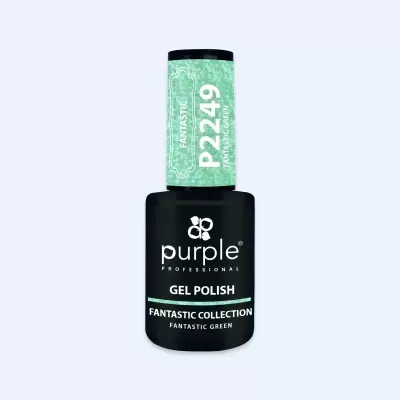 Frasco de verniz gel verde claro da marca Purple Professional