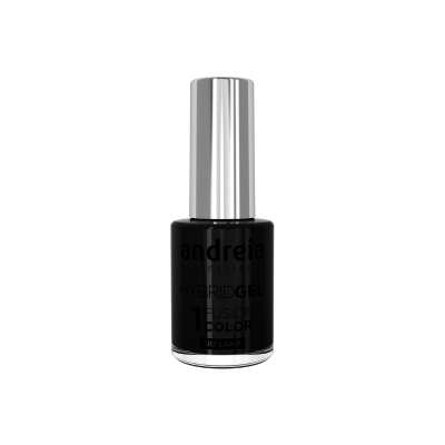 Frasco preto de verniz de unhas Andreia Professional com tampa prateada