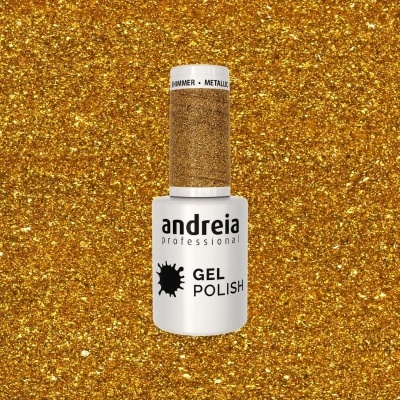 Verniz gel Andreia profissional com tampa dourada metálica glitter
