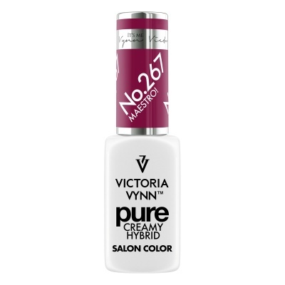 Frasco de verniz de unhas Victoria Vynn branco com tampa rosa e texto No. 267 MAESTRO