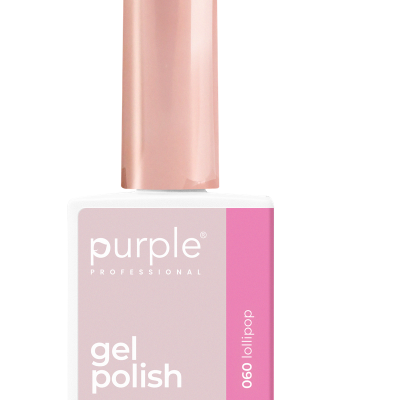 Esmalte gel rosa Purple Professional em embalagem branca com tampa cor de rosa