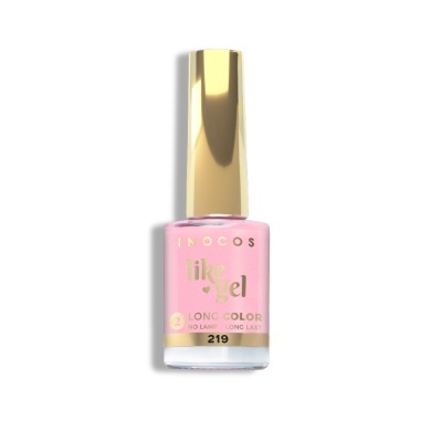 Esmalte para unhas INOCOS like gel cor rosa claro com tampão dourado