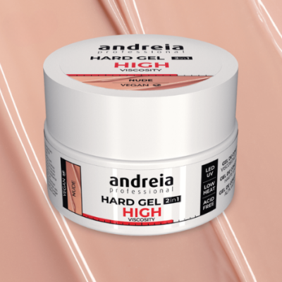 Gel duro Andreia Professional 2in1 High Viscosity nude em embalagem branca