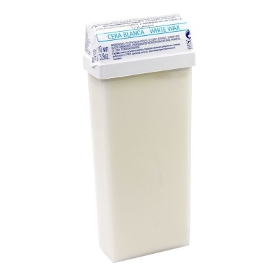 Recipiente branco para cera branca de depilação com tampa branca