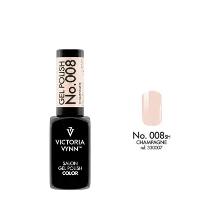 Frasco de esmalte de gel Victoria Vynn nº 008 Champagne com cor rosada brilhante.