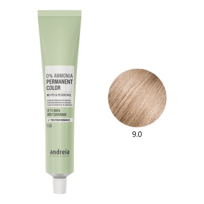 Tubo verde claro de tinta de cabelo permanente com amostra de cor loiro muito claro