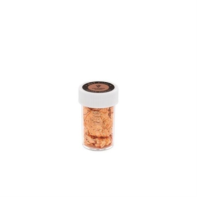 Frasco pequeno com folhas de cobre decorativas