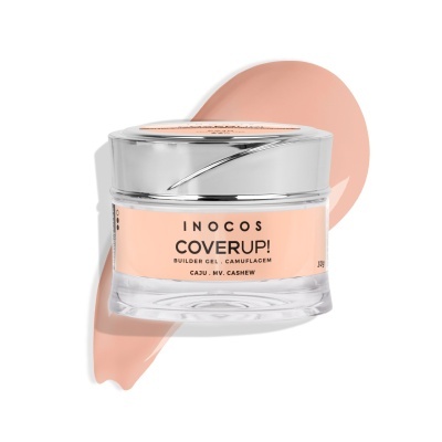 Frasco de gel para unhas INOCOS COVERUP! cor Caju com tampa prateada