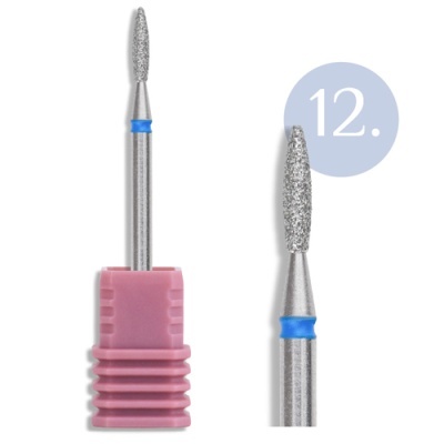 Ponteira abrasiva alongada com base rosa e detalhe azul