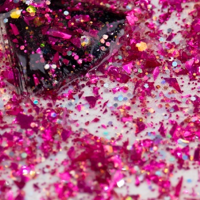 Glitter rosa metálico e holográfico com embalagem plástica