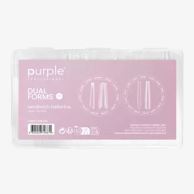 Caixa transparente com tips para unhas clear ballerina sandwich da marca purple professional