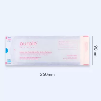Bolsa de esterilização transparente e auto-selante Purple Professional