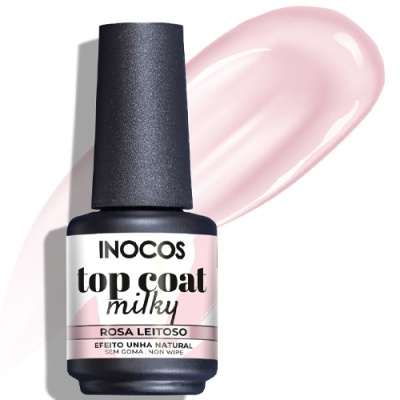 Frasco de verniz de unhas INOCOS top coat milky rosa leitoso