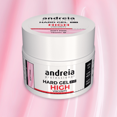 Frasco branco de gel para unhas Andreia Professional Hard Gel 2in1 High Viscosity Soft Pink
