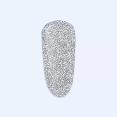 Unha postiça prateada com glitter