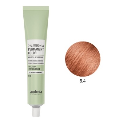 Tubo de tinta de cabelo Andreia Professional cor 8.4 castanho-avermelhado